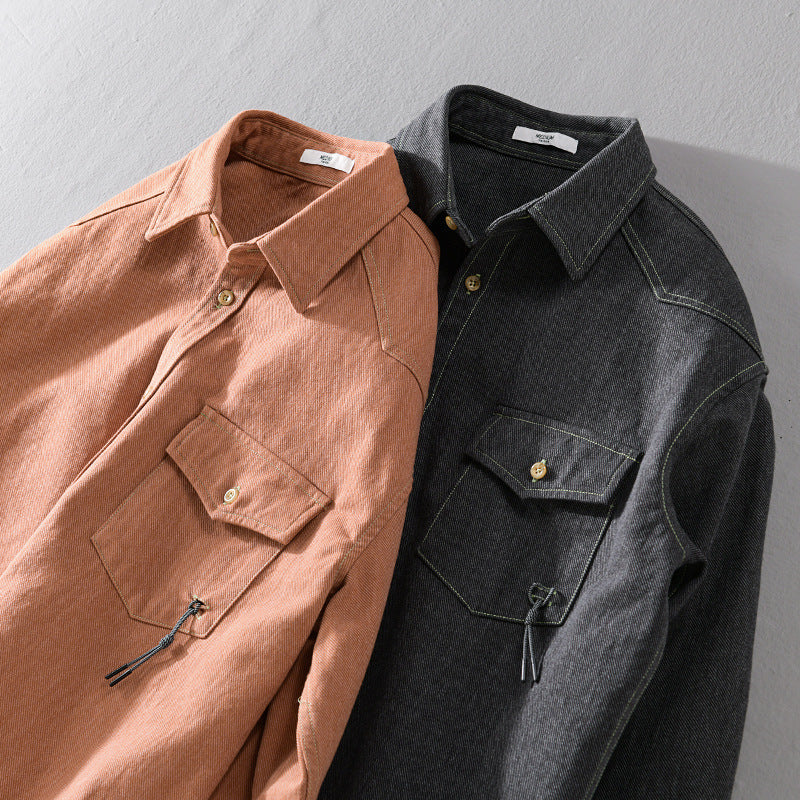 Men's Relaxed Overshirt made of cotton twill with applied breast pocket Chichicherry