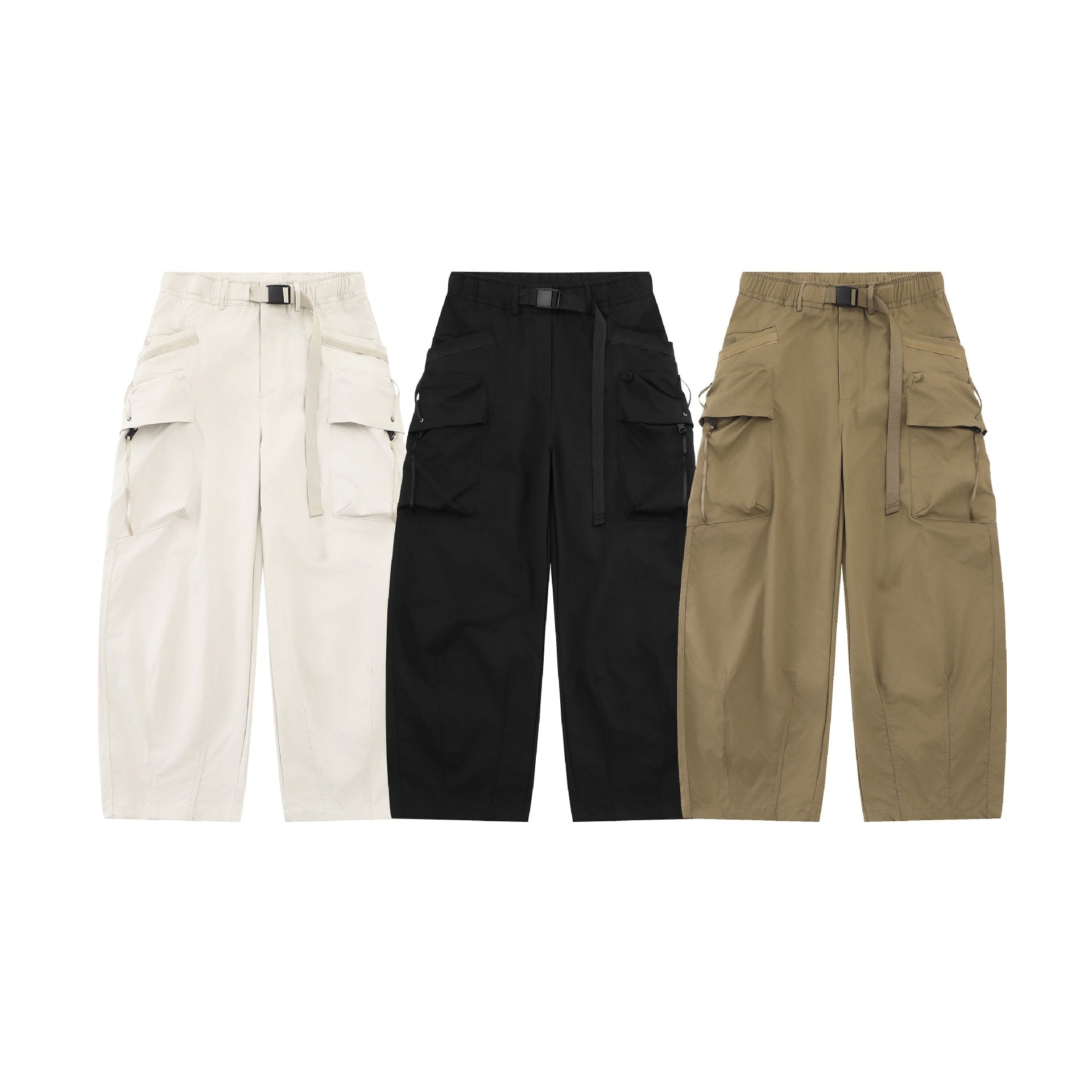 Women's Wide Cargo Culotte with Applied Pockets and Integrated Webbing Belt Chichicherry