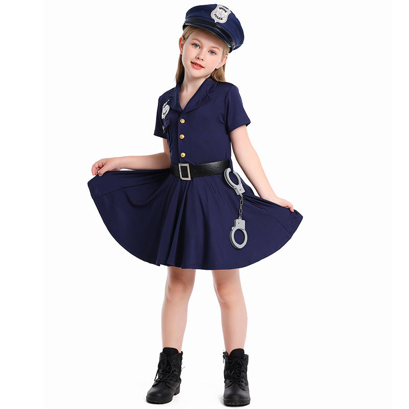 Girl Police Costume with Skirt and Hat Chichicherry