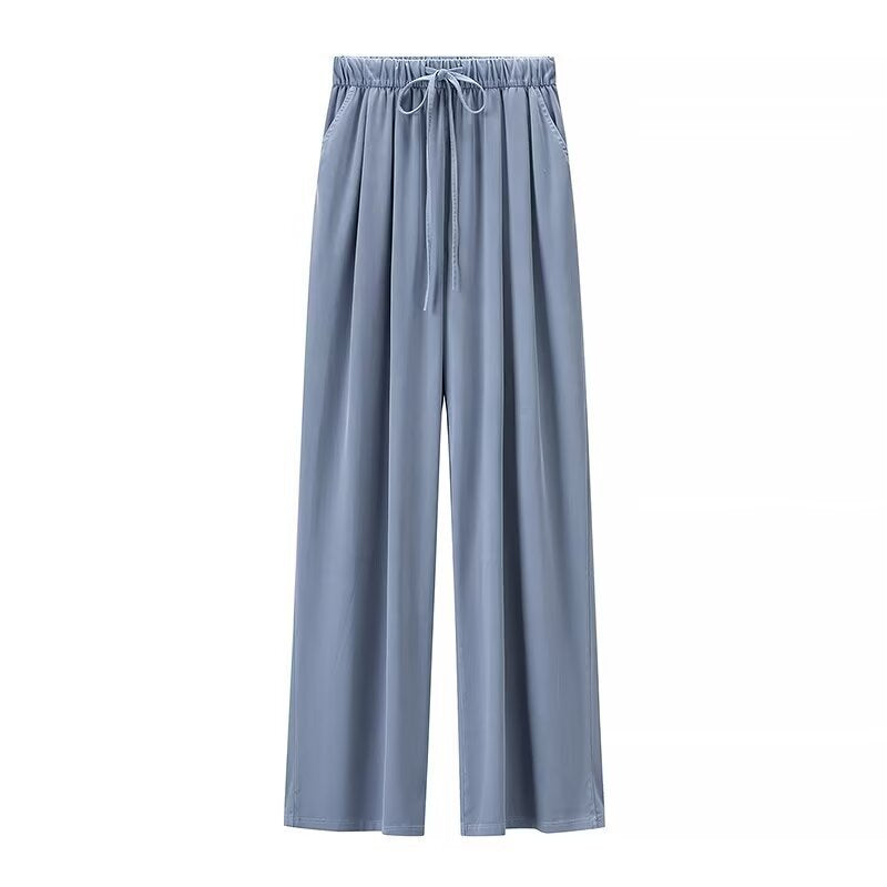 Women Wide Palazzo Pants with High Elastic Band, Drawstring and Side Pockets Chichicherry