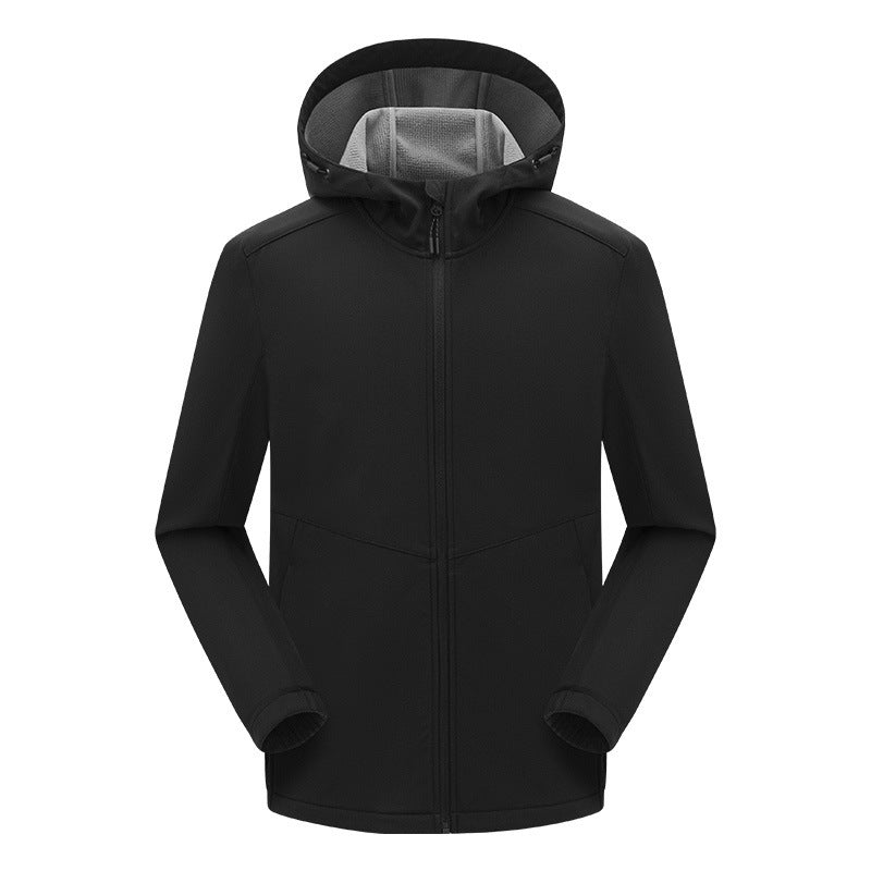 Men's technical softshell jacket with fleece-lined hood and elastic stretch cut Chichicherry