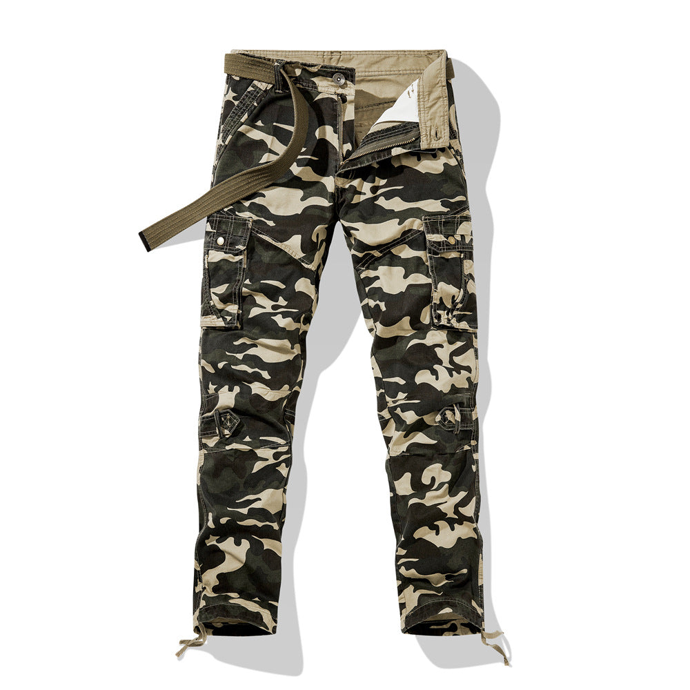 Men's cargo pants in military style with reinforced knees, multifunctional pockets & drawstring waistband Chichicherry