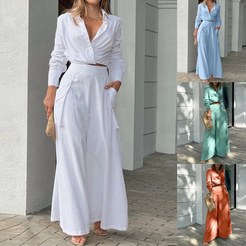 Women's Wide Palazzo Pants with Extra Wide Leg, High Waist and Side Pockets Chichicherry
