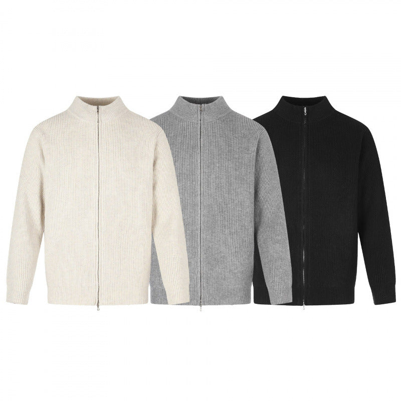 Unisex Zip-knit jacket in boxy cut with stand-up collar and ribbed texture Chichicherry