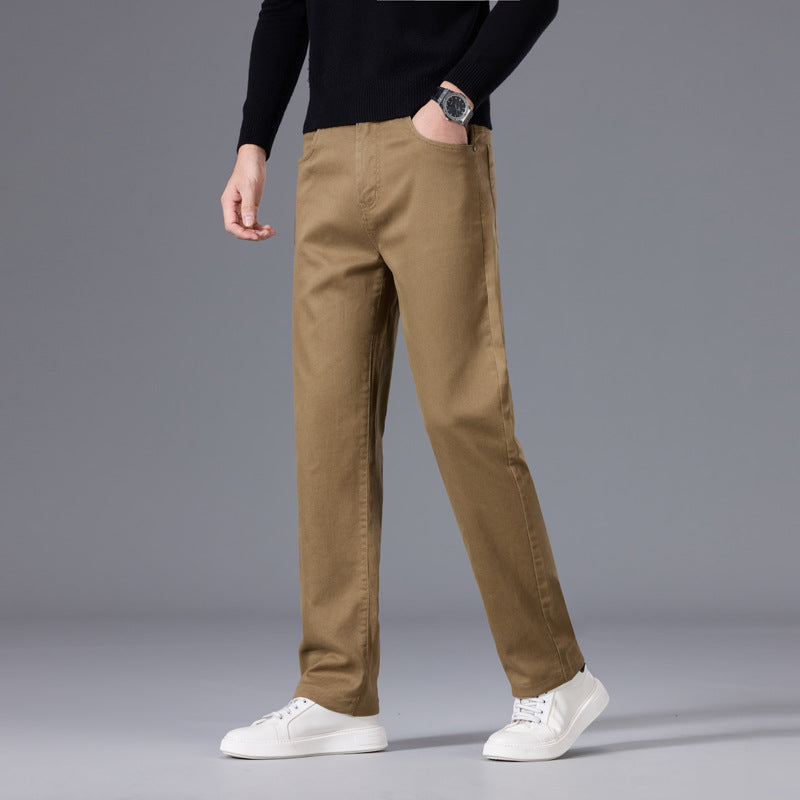 Men's Relaxed Cotton Twill Chino Pants with Straight Leg Chichicherry