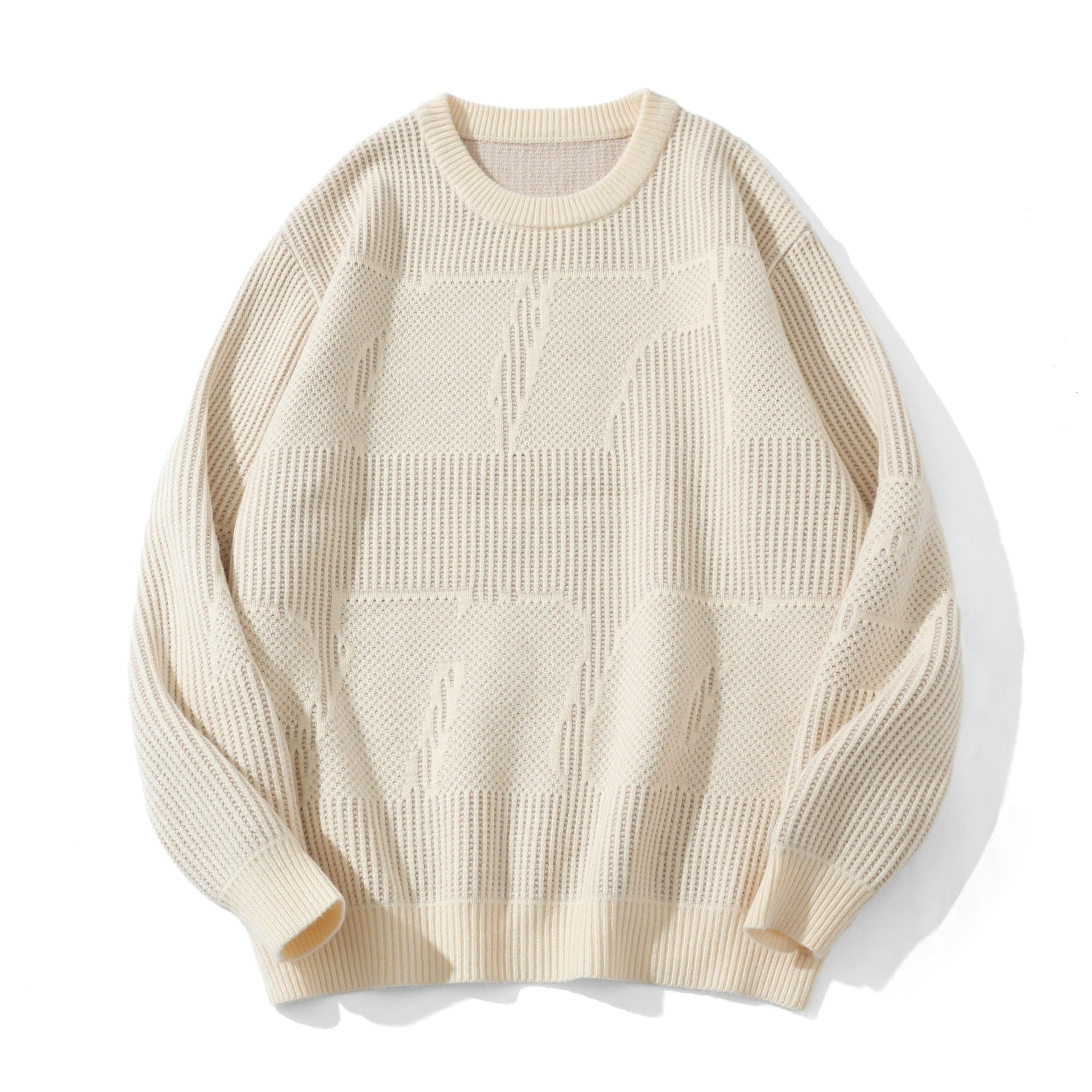 Unisex Structured Oversize Round Neck Sweater with Panel Knit Chichicherry