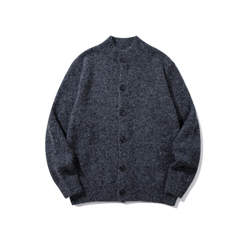 Unisex Boxy-Mohair-Mix-Cardigan with half-high collar and continuous button placket Chichicherry