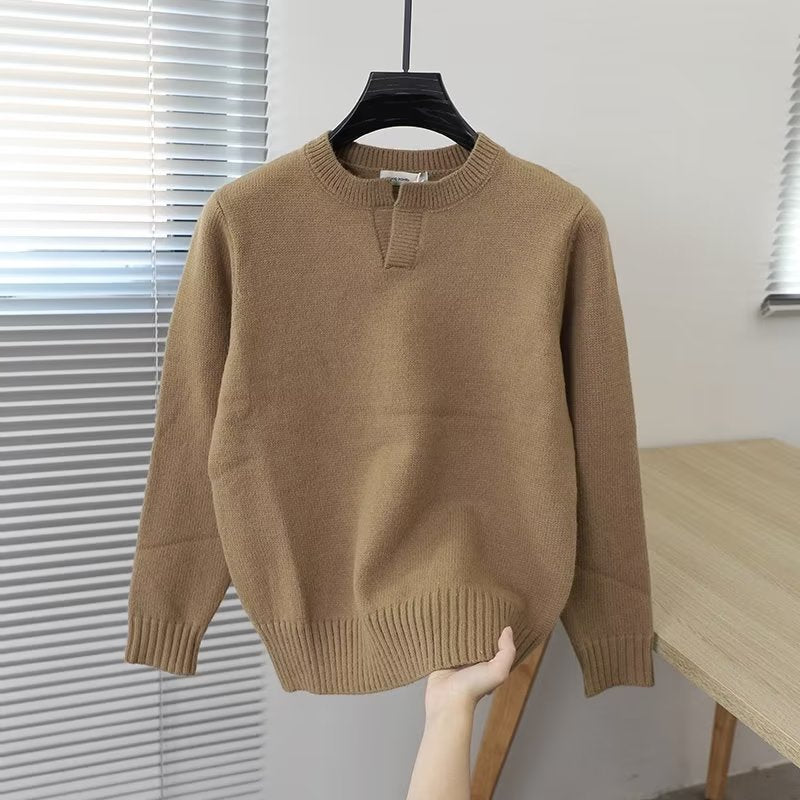 Unisex Feinstrickpullover mit Rundhalsausschnitt und Halslasche im Oversize‑Schnitt Chichicherry