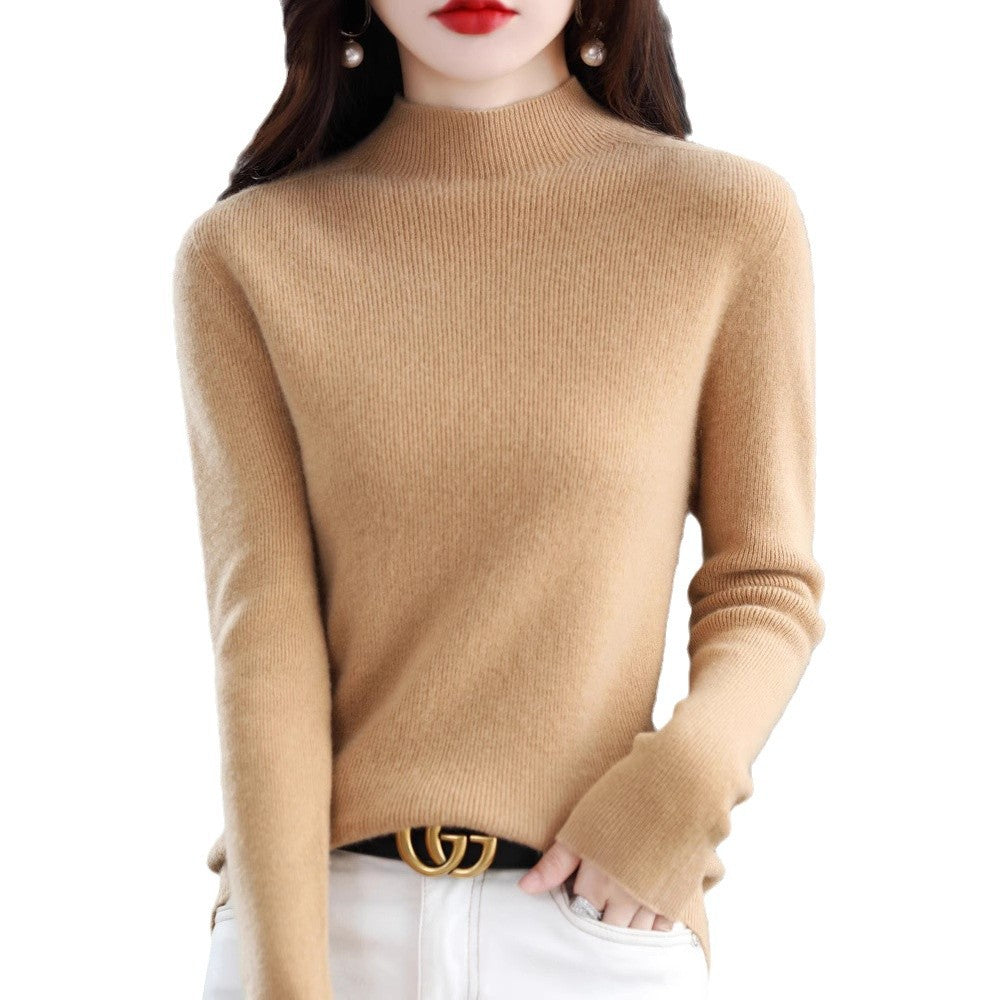 Women's slim fit mock neck sweater made of cashmere-like fine knit Chichicherry