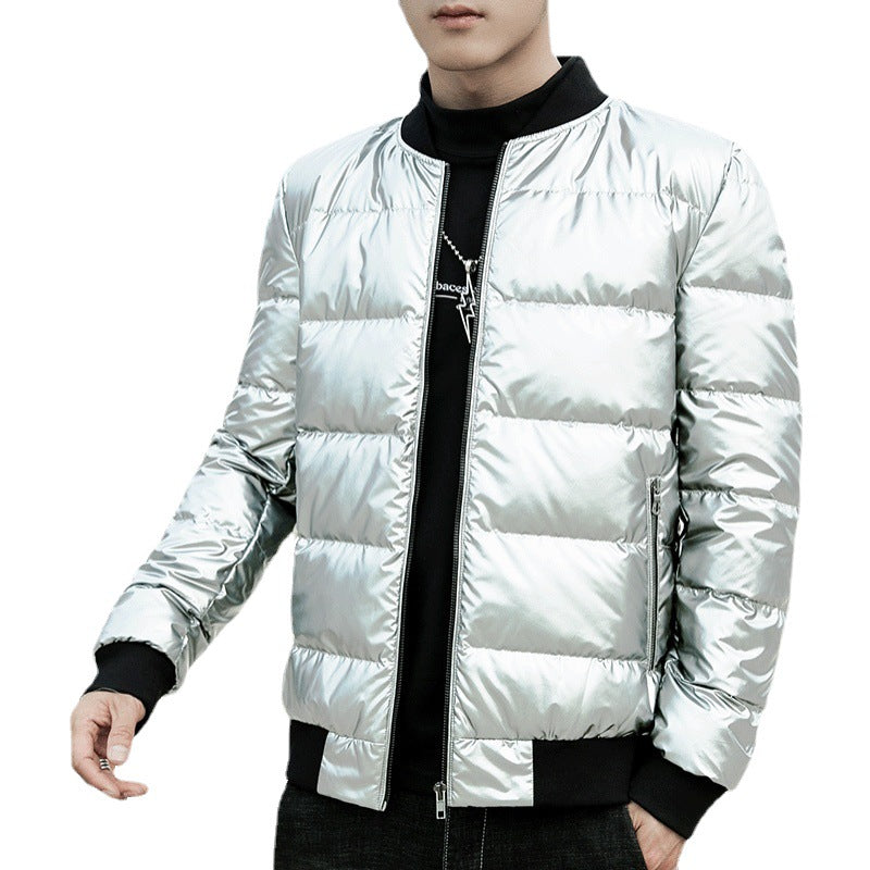 Men's quilted shiny thermo bomber jacket with light insulation and ribbed cuffs Chichicherry