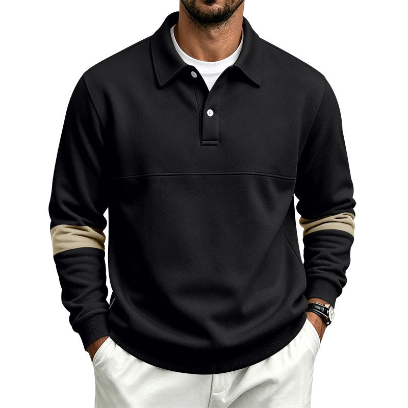 Men's polo shirt sweater with chest seam and contrast stripes on the sleeves Chichicherry