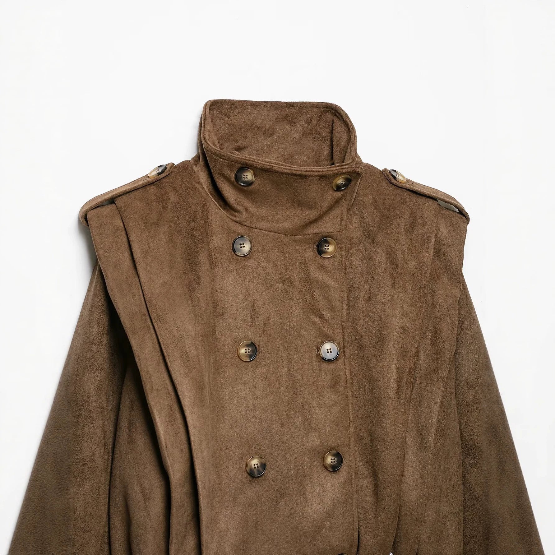 Women’s short jacket in sailor and military mix with high stand-up collar, epaulettes and fitted drawstring Chichicherry