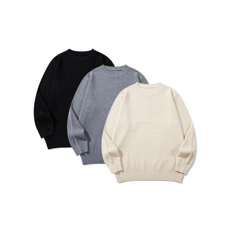 Unisex Boxy fine knit pullover with waffle structure and ribbed hem Chichicherry