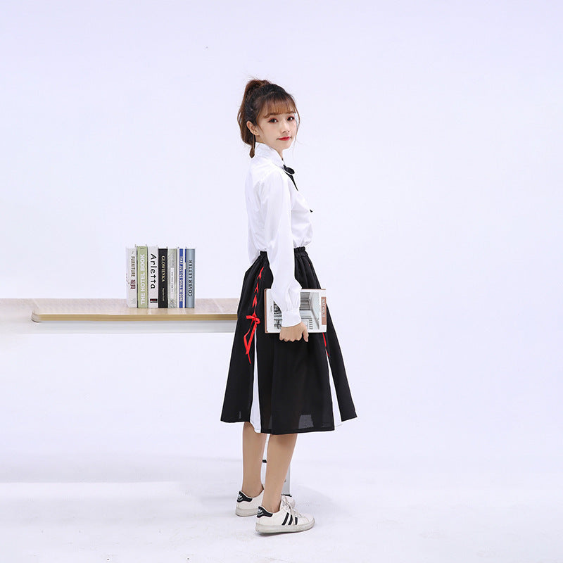 Girls Elegant Blouse with Ruffled Skirt and Bow Details Chichicherry