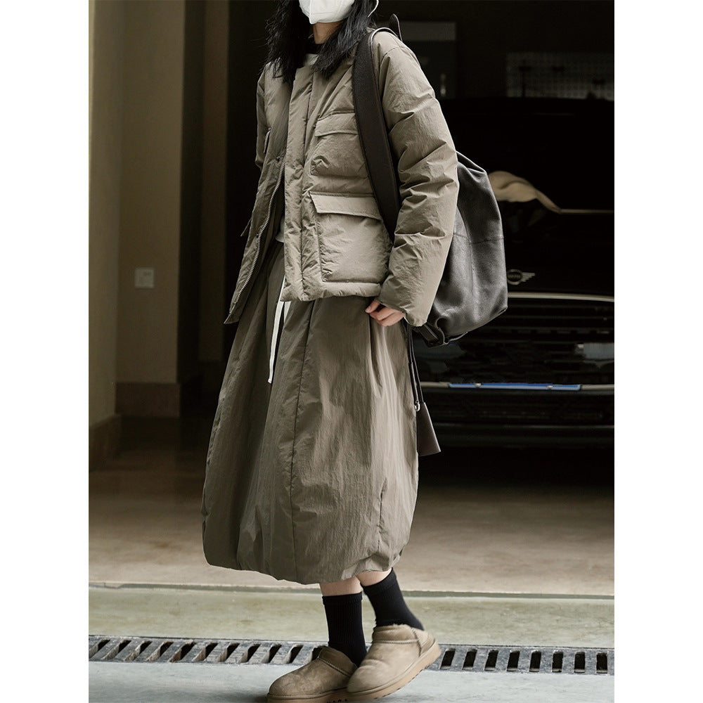 Women's Long Quilted Coat with Light Padding and Straight Oversize Cut Chichicherry