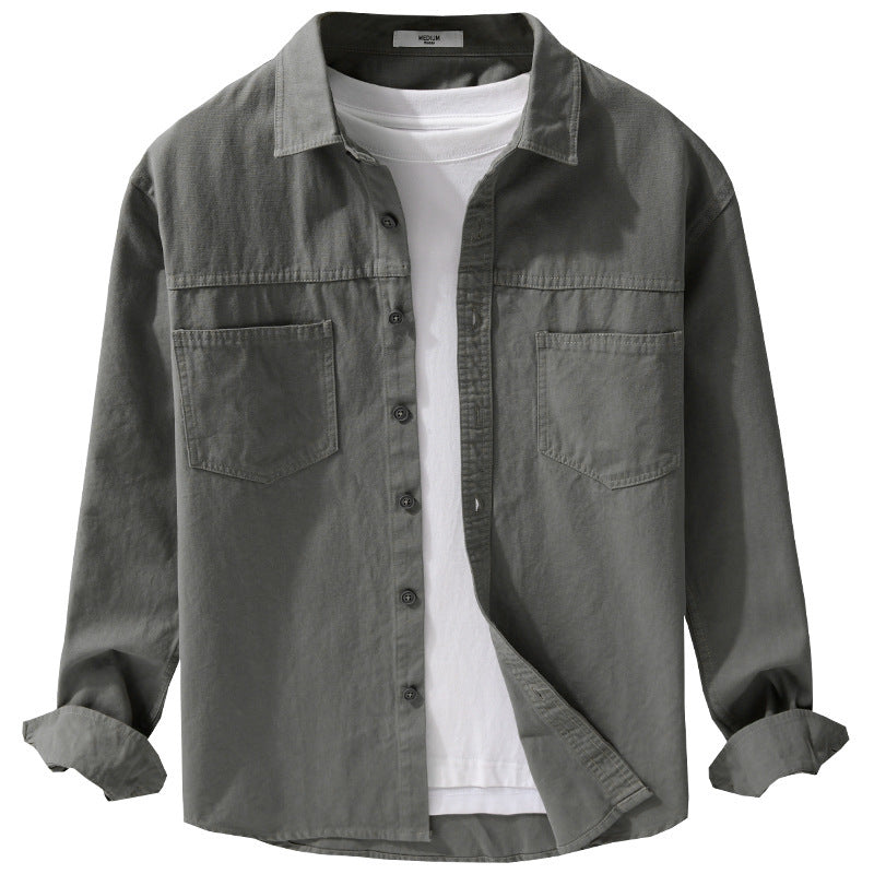 Men's utility shirt jacket made of cotton twill with concealed button placket and relaxed fit Chichicherry