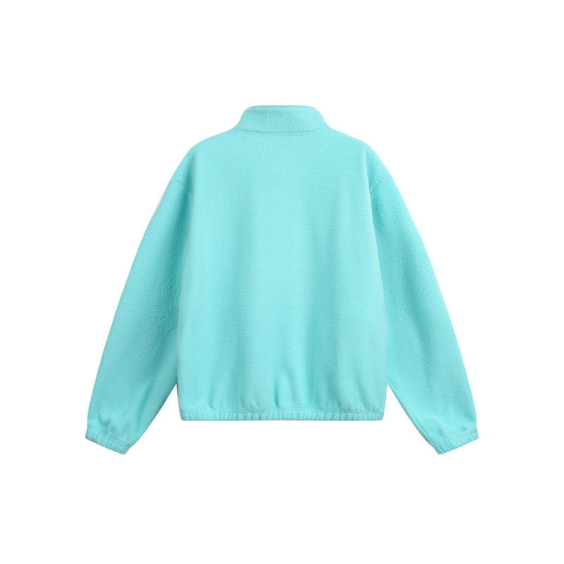 Unisex Oversize Fleece-Halfzip with Stand-up Collar and Zipper Pockets Chichicherry