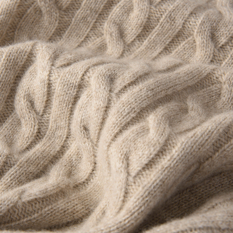 Men's cable knit half-zip pullover made of soft wool blend with stand-up collar Chichicherry