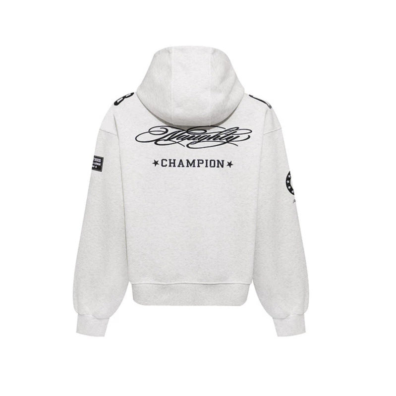 Women's Oversize Hoodie Sweatshirt with Large Number Print and Star Applications Chichicherry