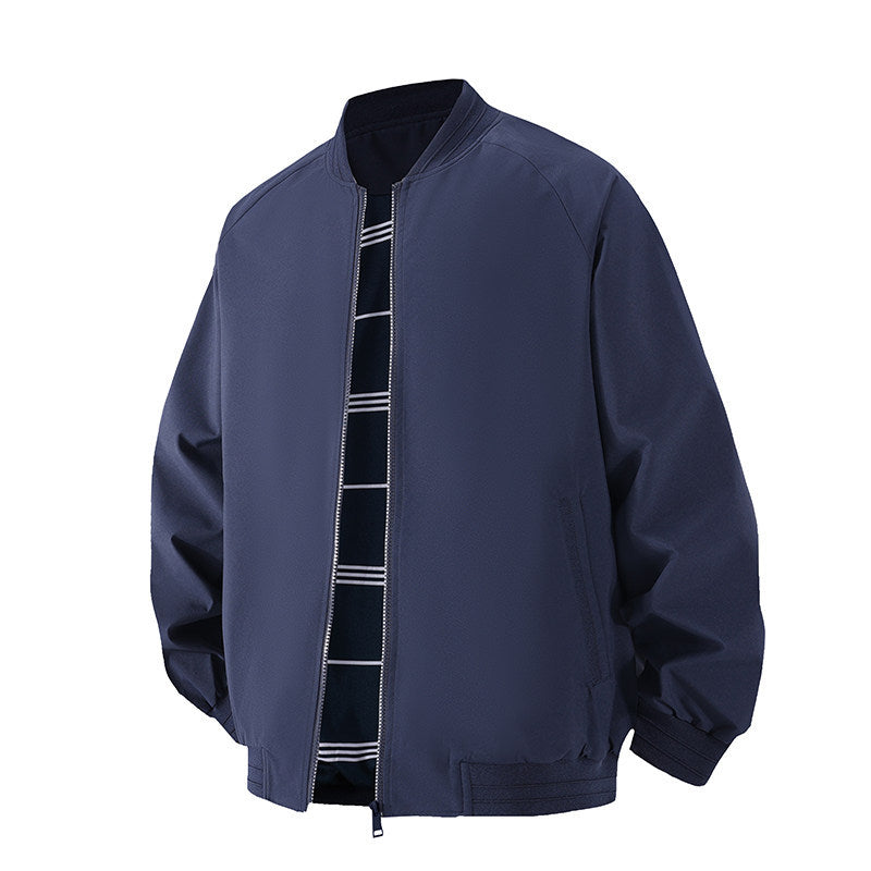 Men's Lightweight Windbreaker Bomber Jacket with Raglan Sleeves, Elastic Cuffs, and Two-Way Zipper Chichicherry