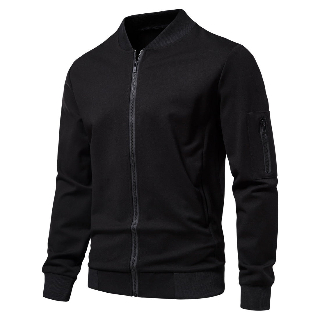 Men's Slim Bomber Jacket with Full Zip, Arm Pocket and Ribbed Cuffs Chichicherry