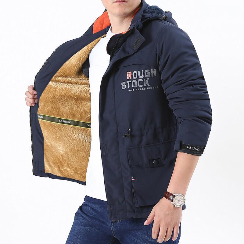 Men's windproof field parka with warming faux fur lining, hood and multifunctional pockets Chichicherry