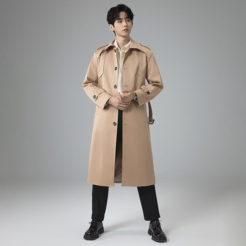 Men's trench coat with waist belt, shoulder flaps and classic button placket Chichicherry