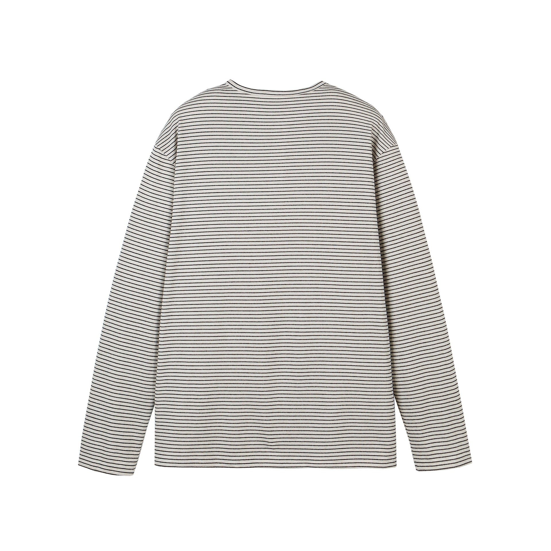 Unisex Striped Henley Long Sleeve Shirt with Button Placket and Oversized Cut Chichicherry