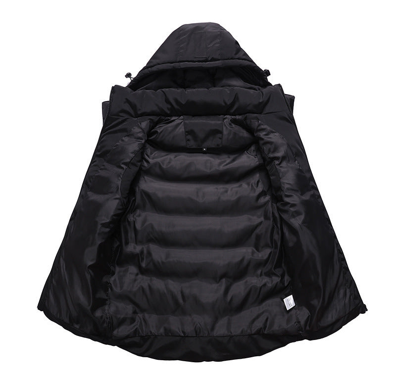 Men's Padded Hooded Vest with Thermal Insulation, High Stand Collar and Concealed Zipper Pockets Chichicherry