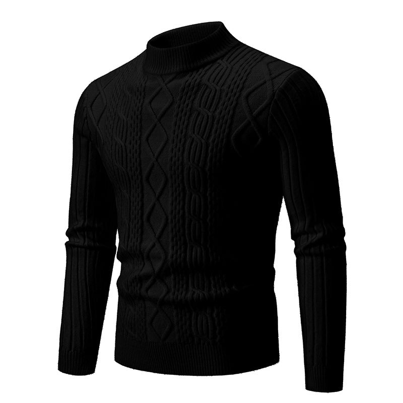 Men's Structured Mockneck Cable Knit Sweater Chichicherry