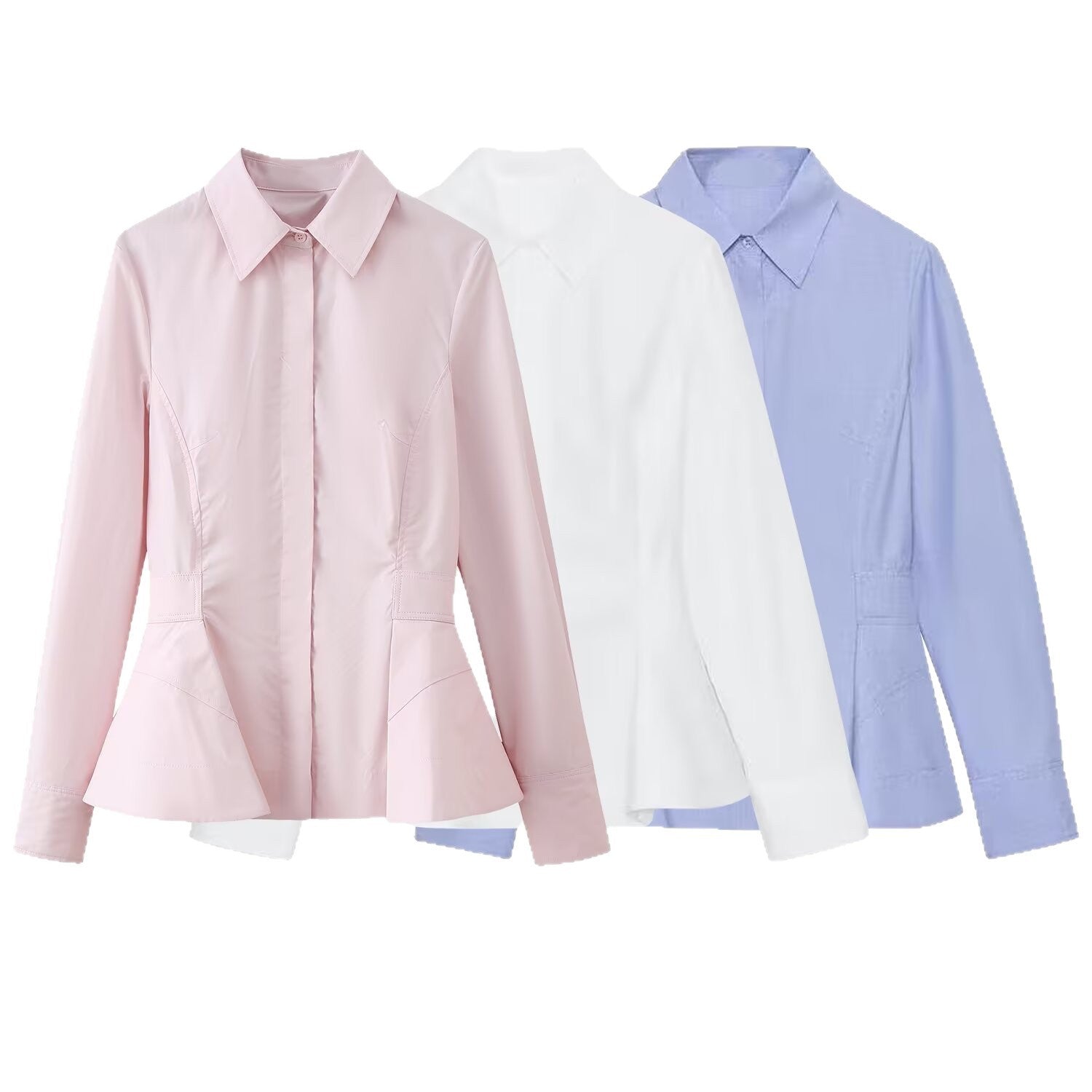 Women Tailored Short Blazer in Peplum Cut with Shirt Collar Chichicherry