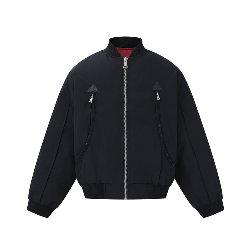 Men's short-cut technical bomber jacket with diagonal zip pockets and ribbed cuffs Chichicherry