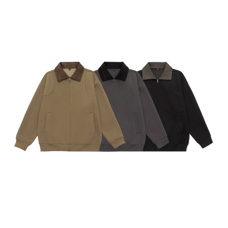 Unisex Oversized Zip Jacket with Cord Collar and Integrated Pockets Chichicherry