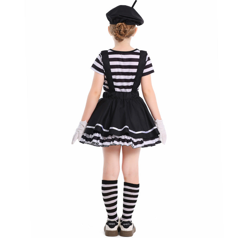 Girl Artist Costume with Striped Top and Ruffled Skirt Chichicherry