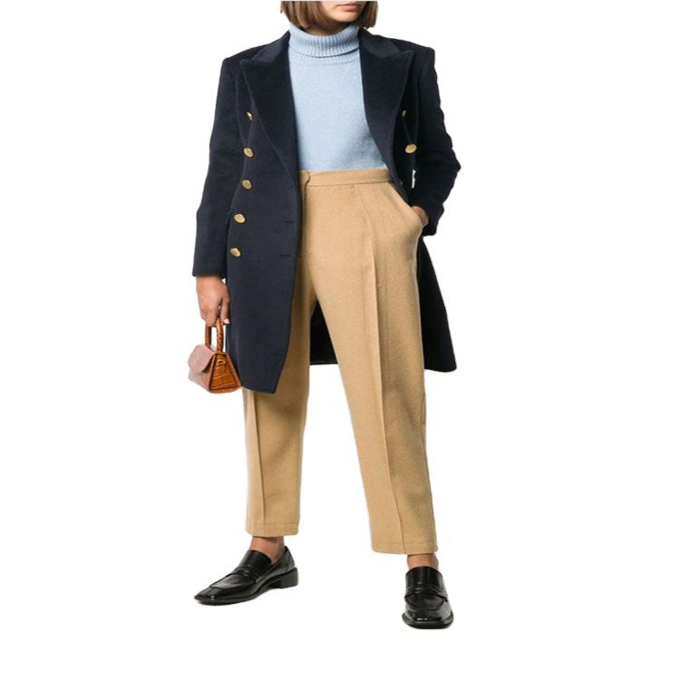 Women Military-inspired Tailored Longcoat in Tailoring with Decorative Metal Buttons Chichicherry