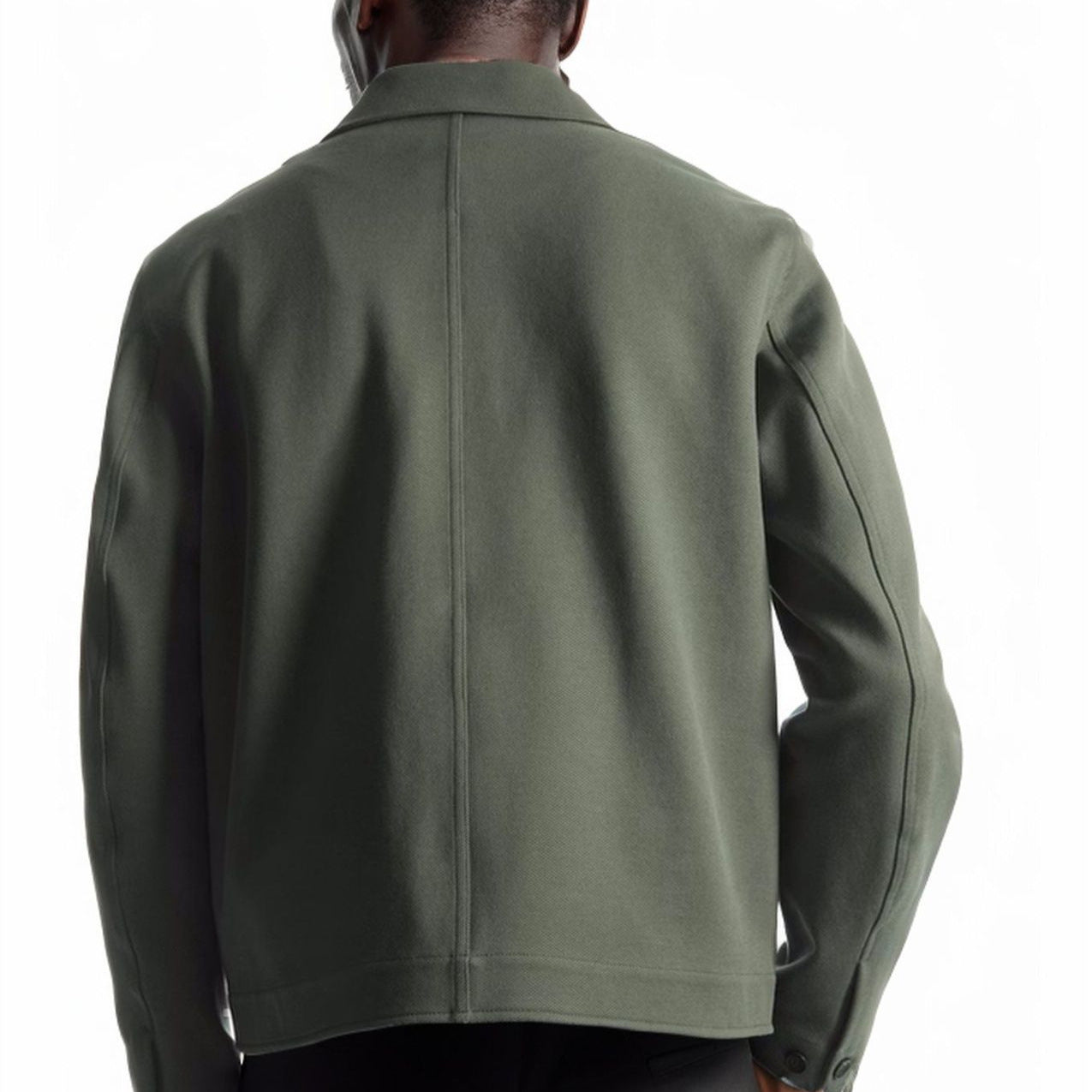 Men's short chore coat with shirt collar, patch pockets, and minimalist button placket Chichicherry