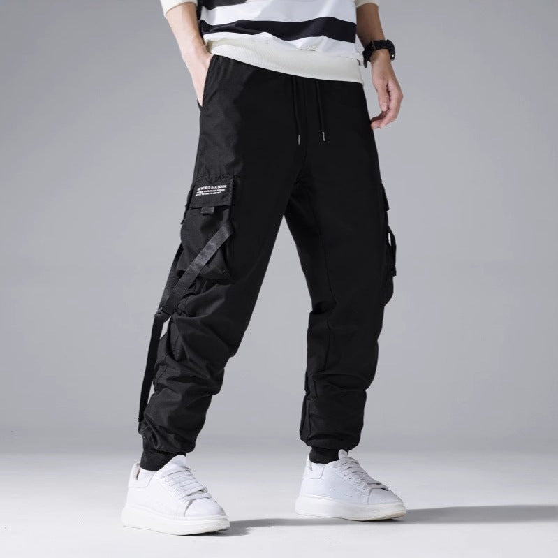 Men's Utility Cargo Jogger Pants with Multi-functional Pockets and Drawstring Waist Chichicherry