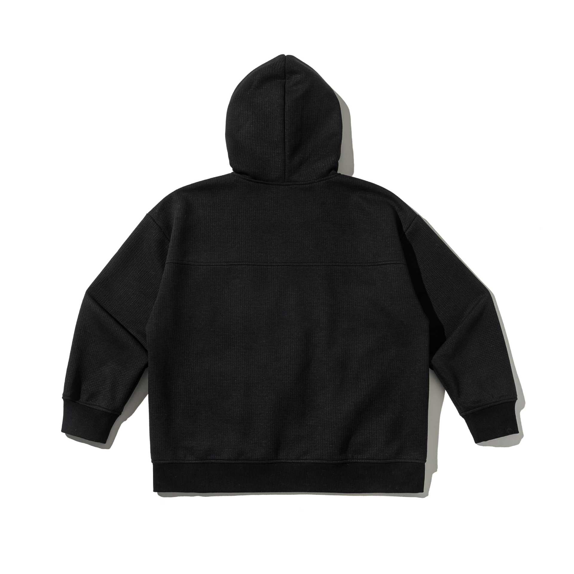 Unisex Textured Hooded Zip Jacket with Waffle Structure and Front Pockets Chichicherry