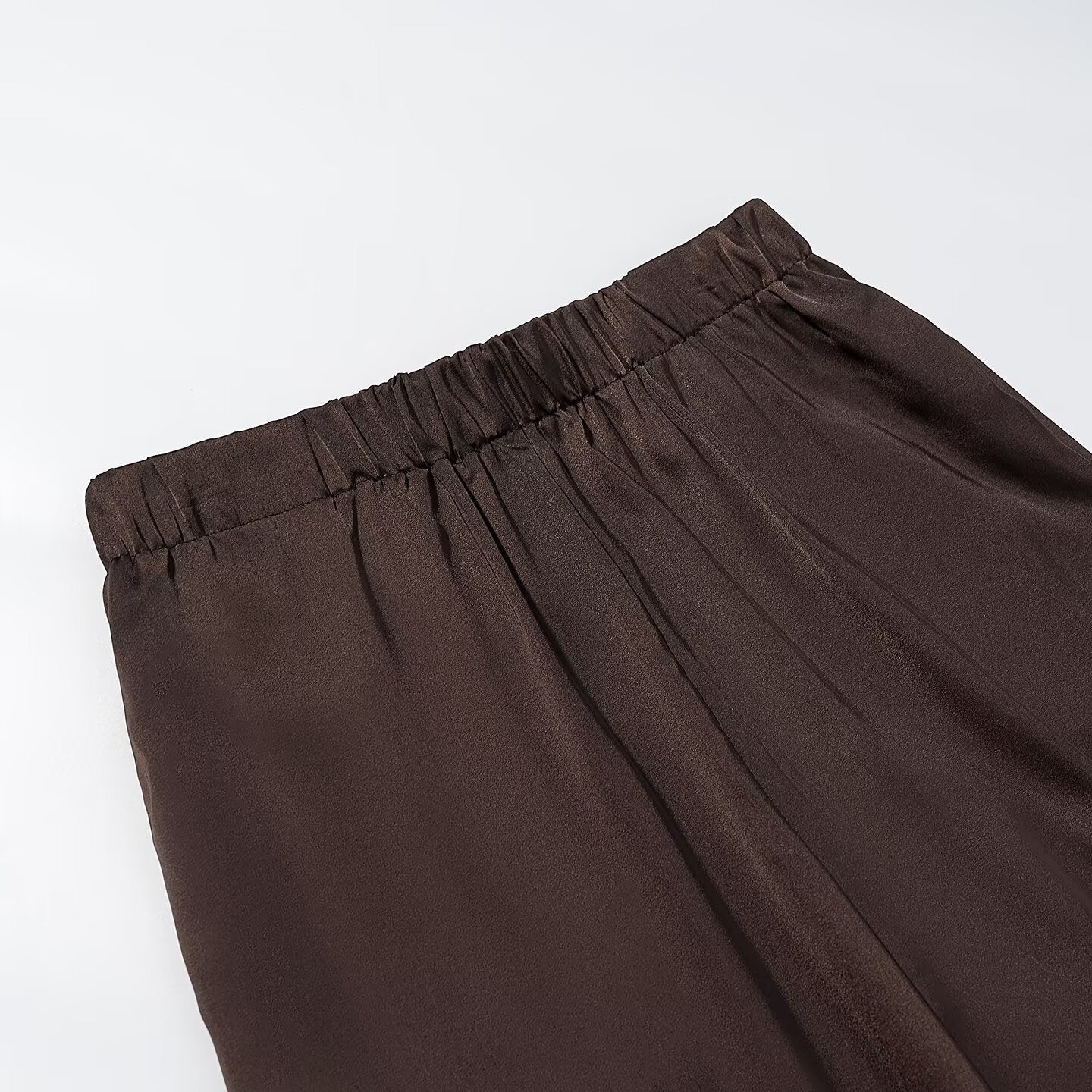 Women's Wide Palazzo Pants with Elastic Waistband and Flowing Satin Look Chichicherry