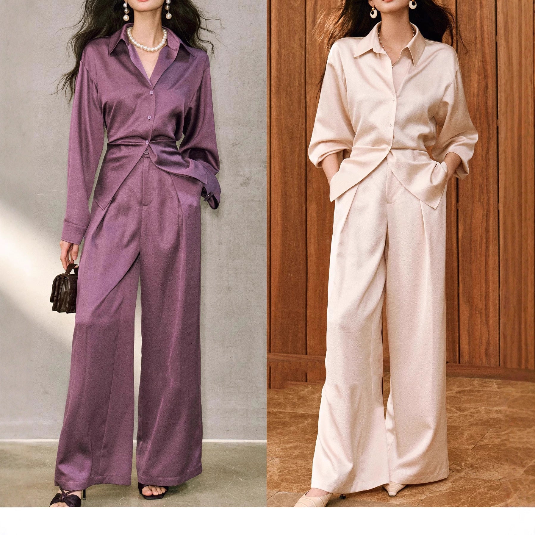 Women's Elegant Blouse with Shimmering Finish and Waist Belt Chichicherry