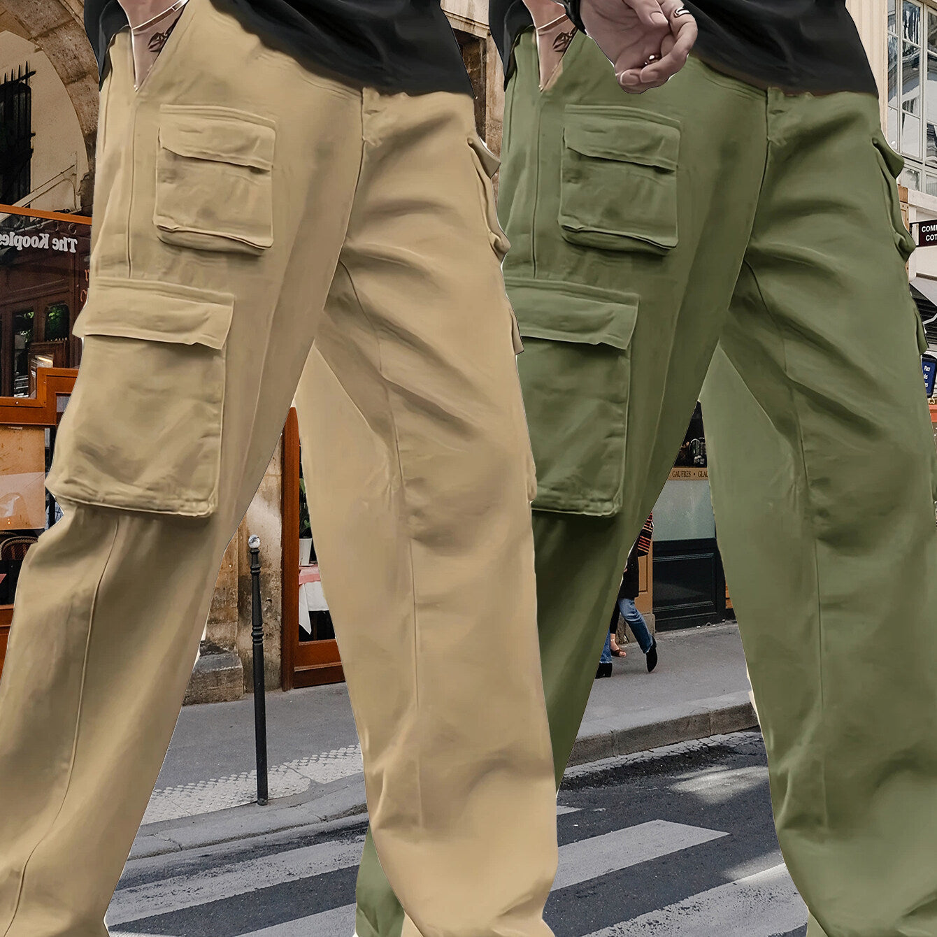 Men's Oversize Utility Cargo Pants with multiple patch pockets Chichicherry