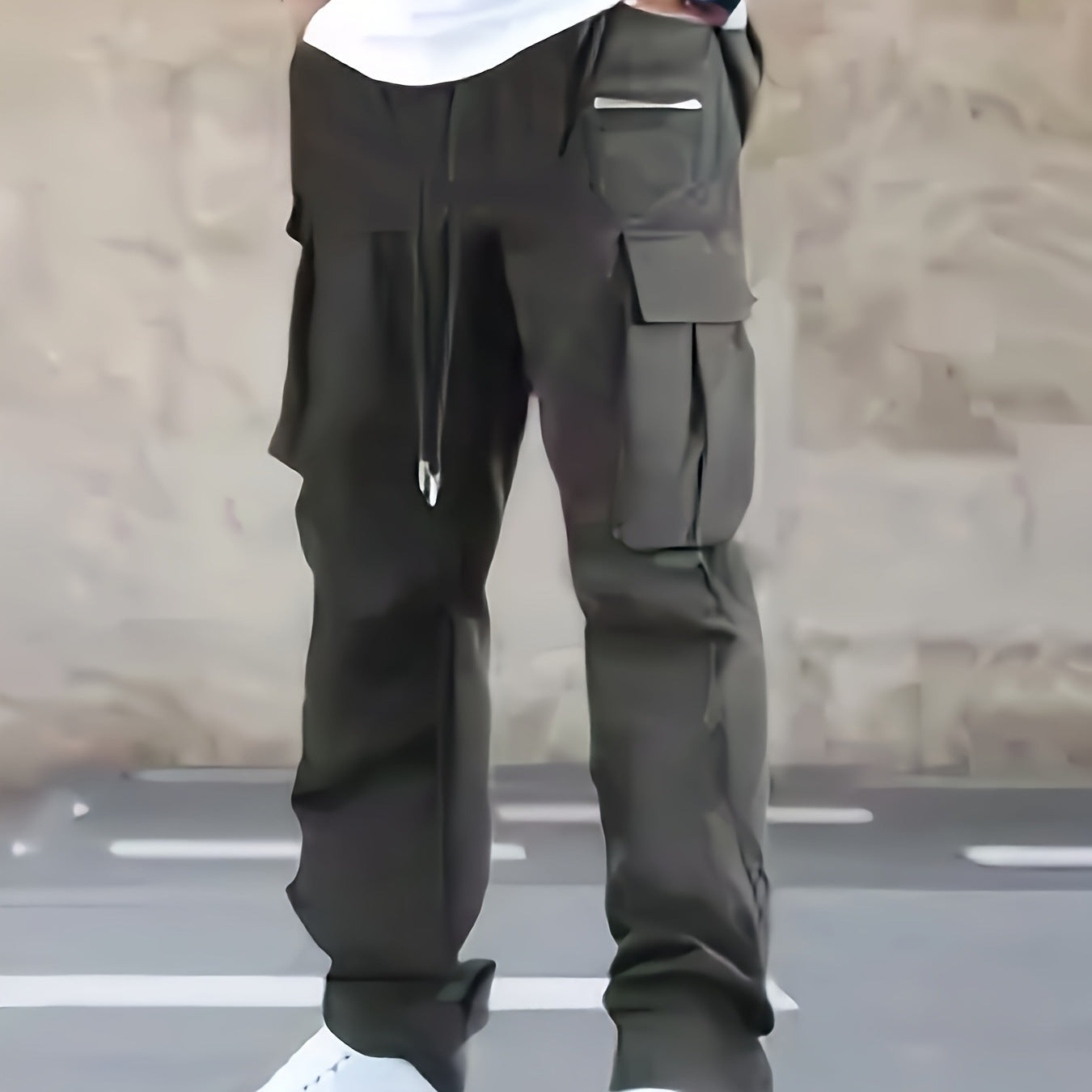 Men's utilitarian cargo pants with zip pocket, flaps & drawstring waist Chichicherry