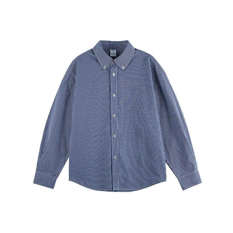 Men's Check Oversize Shirt with Button-Down Collar and Rounded Hem Chichicherry