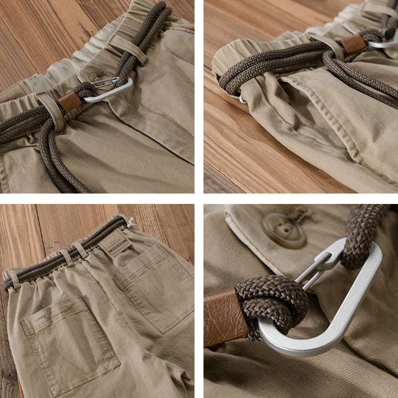 Men's Cord Drawstring Tapered Pants made of cotton blend with elastic waistband and tapered leg Chichicherry