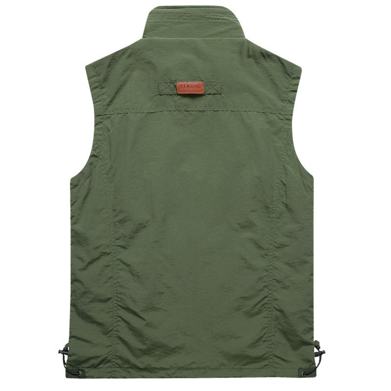 Men's Outdoor Utility Vest with Multiple Pockets, Zipper and Mesh Lining Chichicherry