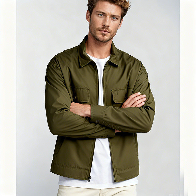 Men's overshirt in workwear style with full zip and patch chest pockets Chichicherry