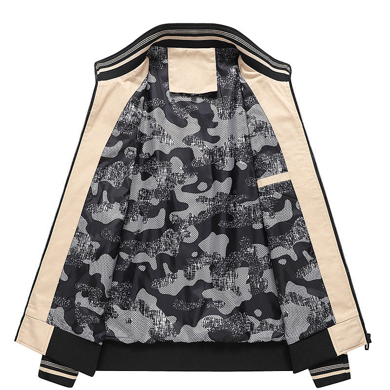 Men's leisure jacket with stand-up collar, ribbed cuffs and camouflage lining Chichicherry
