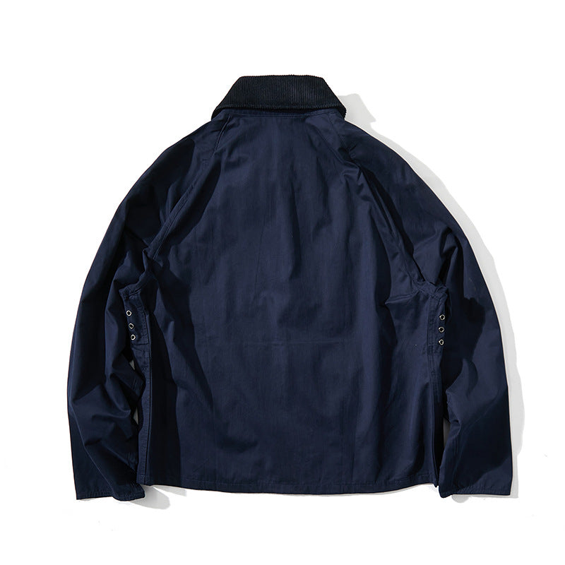 Men's Short Cut Utility Field Jacket with Cord Collar and D-Ring Details Chichicherry