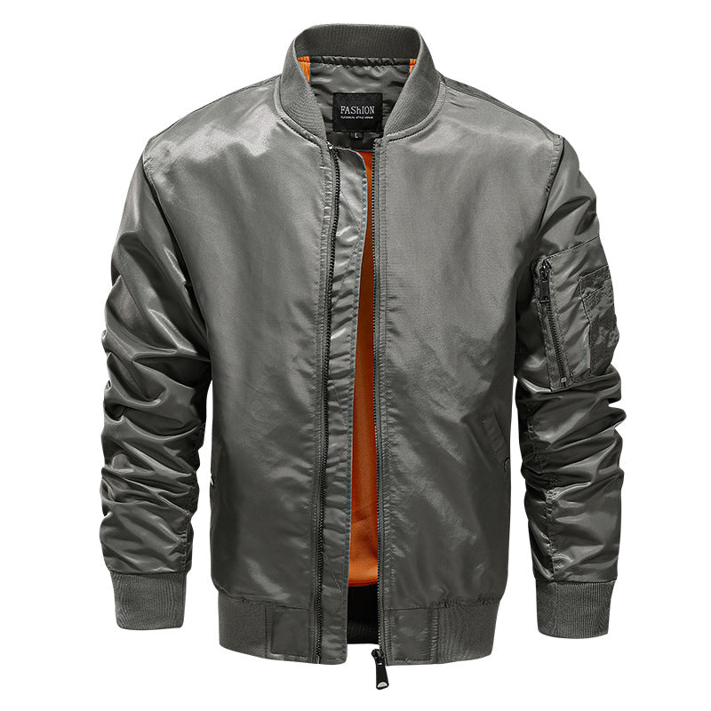 Men's lightweight nylon bomber jacket in MA-1 style with arm pocket and contrasting lining Chichicherry