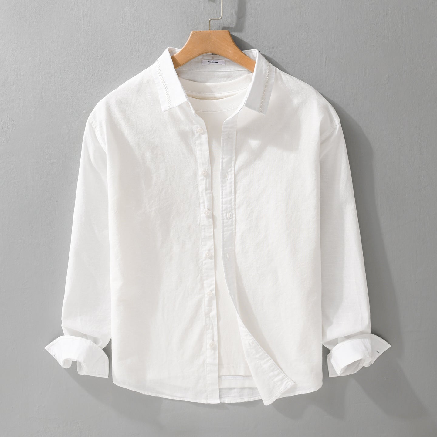 Men's Lightweight Cotton Shirt with Layered Look and Kent Collar Chichicherry